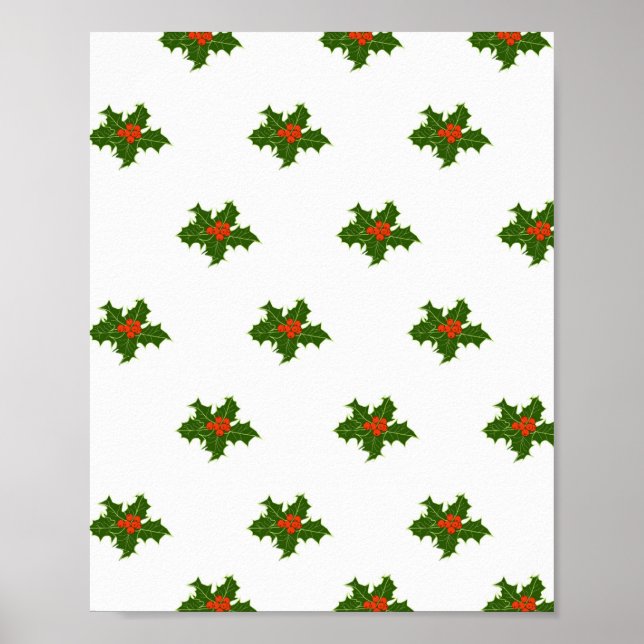 Affiche Christmas Holly Motif (Devant)
