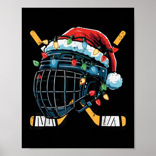 Affiche Christmas Ice Hockey Helmet Santa Xmas Men Boys Ki (Devant)