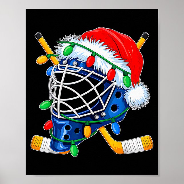 Affiche Christmas Ice Hockey Helmet Santa Xmas Men Boys Ki (Devant)
