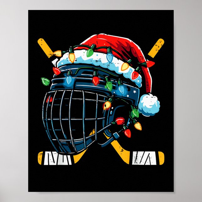 Affiche Christmas Ice Hockey Helmet Santa Xmas Men Boys Ki (Devant)