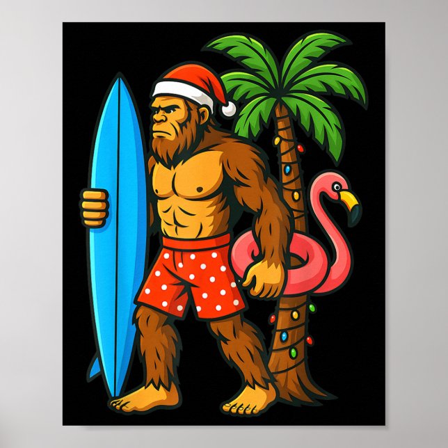 Affiche Christmas In July Bigfoot Hawaiian Xmas Palm Tree  (Devant)
