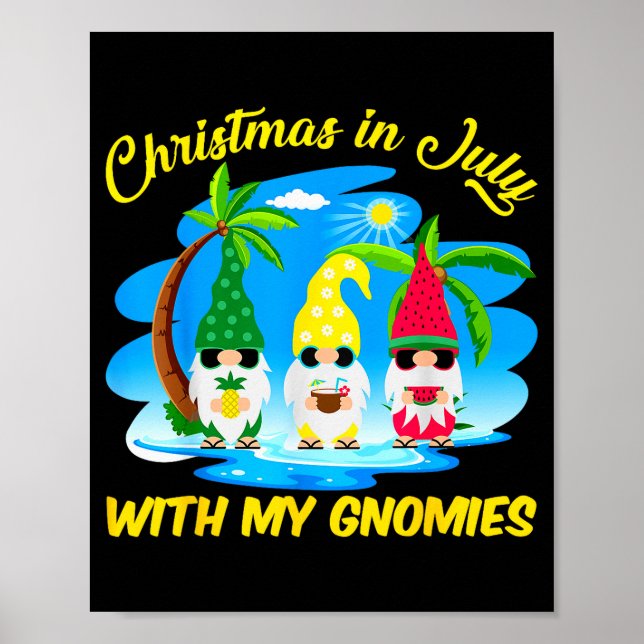 Affiche Christmas In July With My Gnomies Beach Summer Chr (Devant)