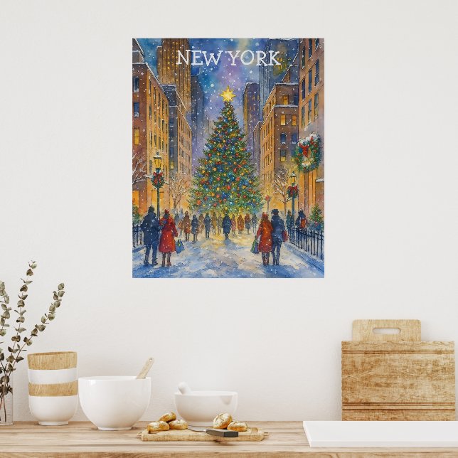 Affiche Christmas in New York Poster, Winter City Scene  (Cuisine)