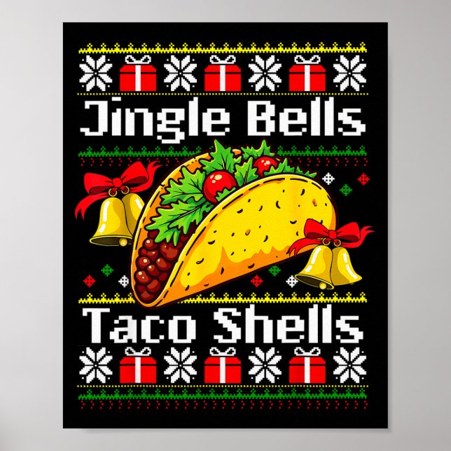 Affiche Christmas Jingle Bells Taco Shells Funny Family Ug (Devant)