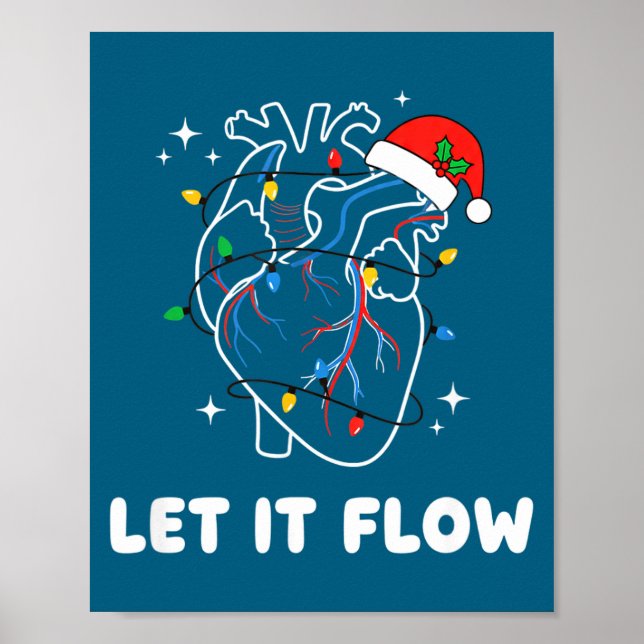 Affiche Christmas Let It Flow Cardiac Heart Funny Nurse Ho (Devant)