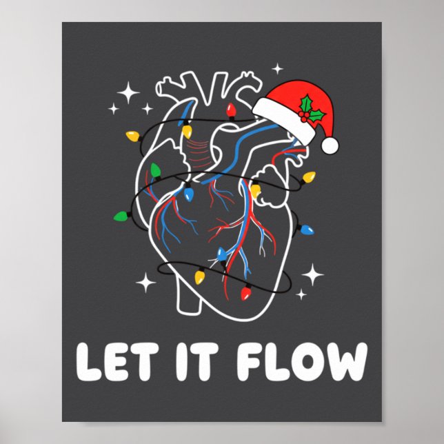 Affiche Christmas Let It Flow Cardiac Heart Funny Nurse Ho (Devant)
