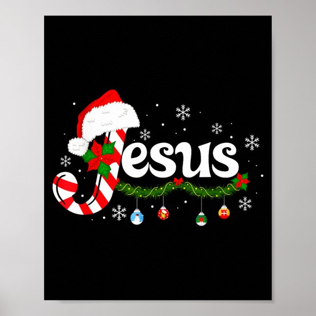 Affiche Christmas Letter J For Jesus Christian Candy Cane  (Devant)