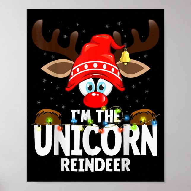 Affiche Christmas Matching I'm The Unicorn Reindeer  (Devant)