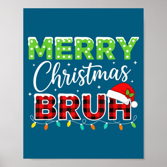 Affiche Christmas Merry Christmas Bruh Buffalo Plaid Santa (Devant)