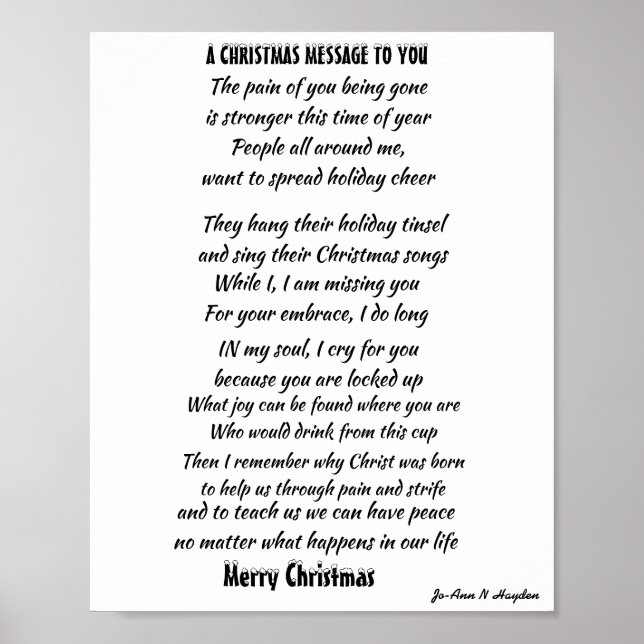 AFFICHE CHRISTMAS MESSAGE FOR INCARCERATED LOVED ONE (Devant)