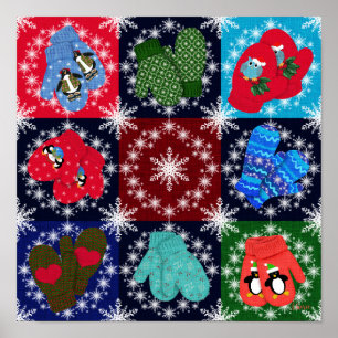Affiche Christmas Mittens collection Whimsical