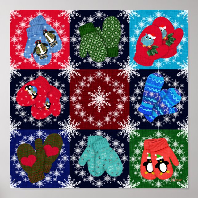 Affiche Christmas Mittens collection Whimsical (Devant)