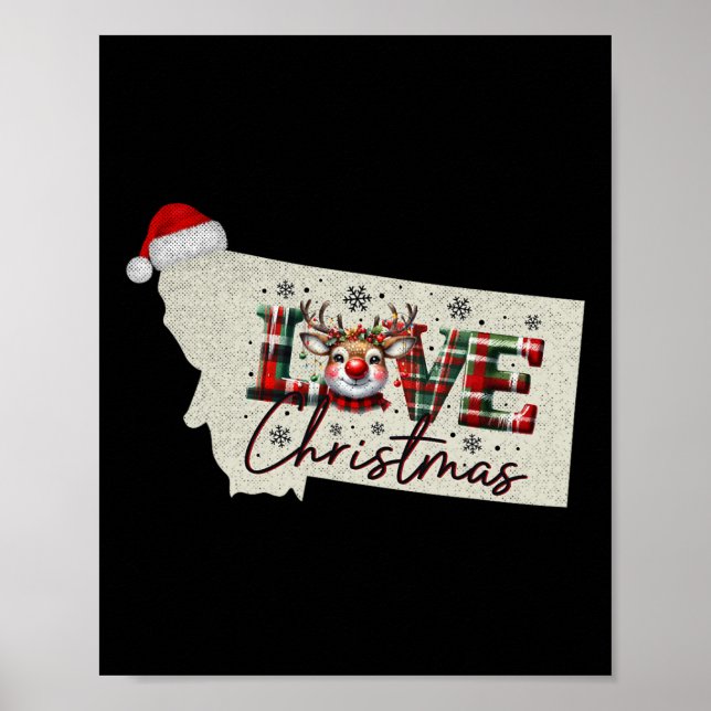 Affiche Christmas Montana Xmas State Map Montana Christmas (Devant)