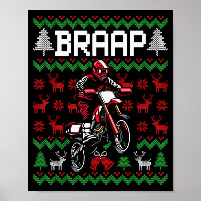 Affiche Christmas Motorcycle Motocross Braap Dirt Bike  (Devant)