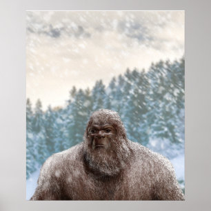 AFFICHE CHRISTMAS NEIGE BIGFOOT SASQUATCH III
