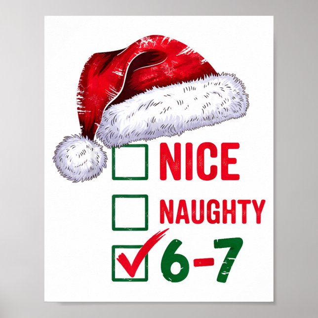 Affiche Christmas Nice Naughty 67 Brainrot Funny 6-7 Meme  (Devant)