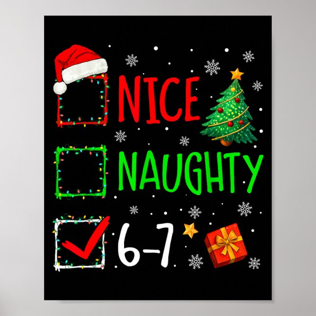 Affiche Christmas Nice Naughty 67 Brainrot Funny 6-7 Meme  (Devant)