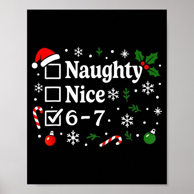 Affiche Christmas Nice Naughty 67 Funny 6-7 Meme Slang  (Devant)