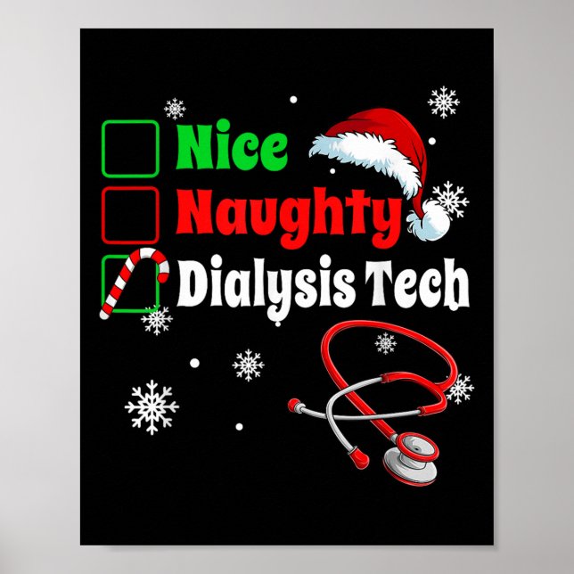 Affiche Christmas Nice Naughty Dialysis Tech Scrub Top Men (Devant)