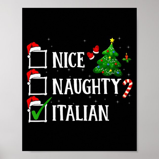 Affiche Christmas Nice Naughty Italian Funny Xmas Holiday  (Devant)