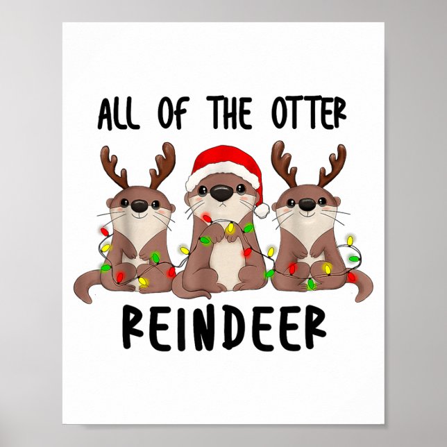Affiche Christmas Otters Cute All Of The Otter Reindeer  (Devant)