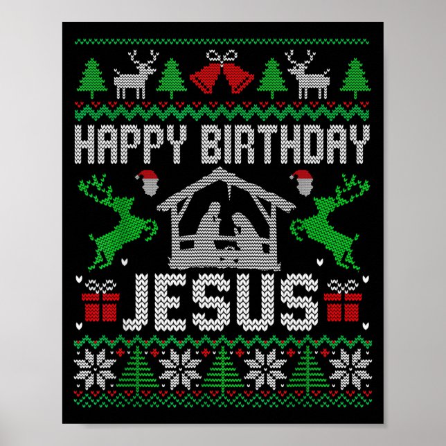Affiche Christmas Outfit Happy Birthday Jesus Holiday Ugly (Devant)