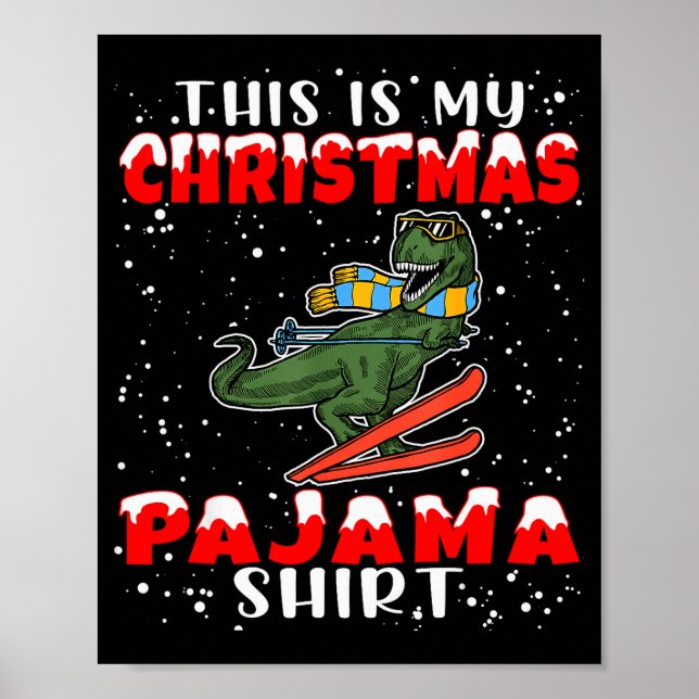 Affiche Christmas Pajama Shirt Funny Xmas Skiing Gift For  (Devant)