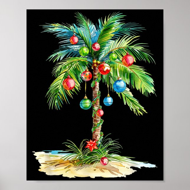 Affiche Christmas Palm Tree Light Hawaiian Trocal Xmas Men (Devant)
