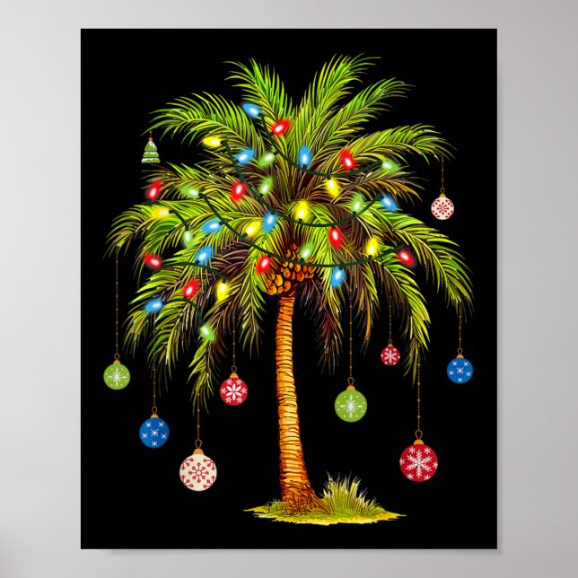 Affiche Christmas Palm Tree Light Hawaiian Tropical Xmas 1 (Devant)