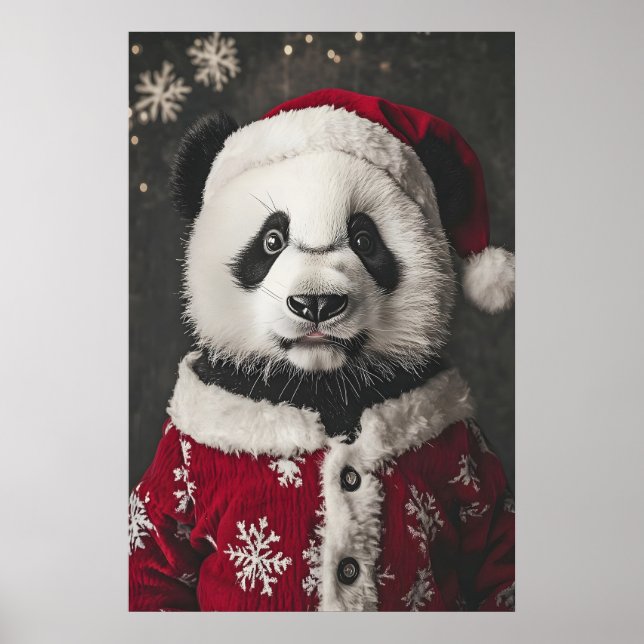 Affiche Christmas Panda Art Print, Funny Holiday (Devant)
