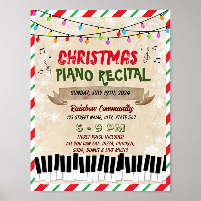 Affiche Christmas Piano Considérant événement scolaire mod (Devant)
