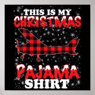 Affiche Christmas Pyjama Funny Aviation Airplan Cadeau