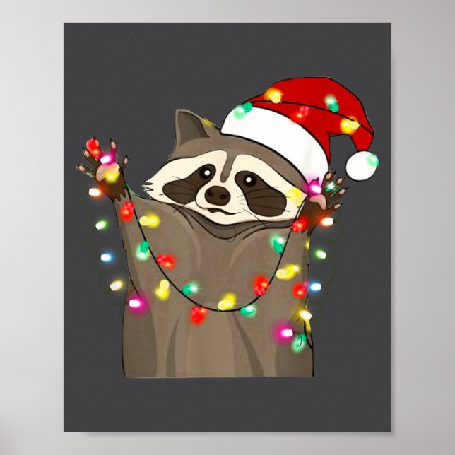 Affiche Christmas Racoon Swea,funny Christmas Lights Racco (Devant)