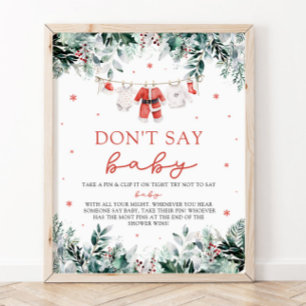 Affiche Christmas Red Père Noël Baby Dont Dit Baby shower 