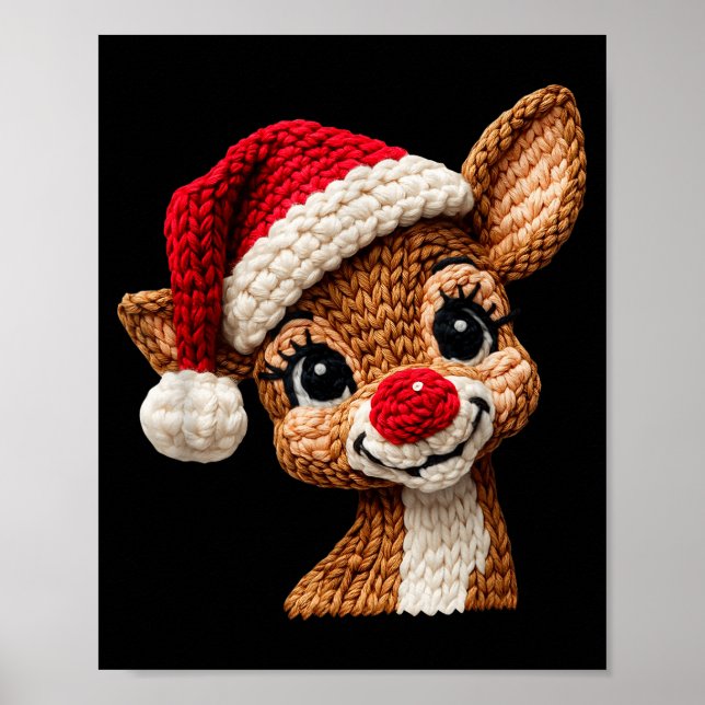 Affiche Christmas Reindeer Crochet Cute Merry Christmas Re (Devant)