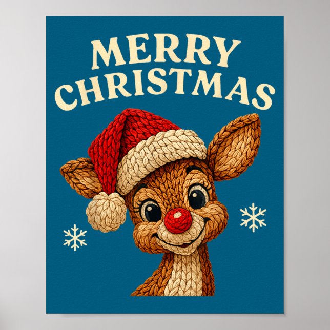 Affiche Christmas Reindeer Crochet Cute Merry Christmas Re (Devant)