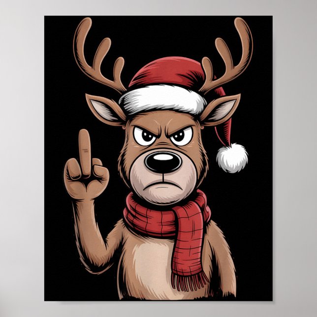 Affiche Christmas Reindeer Middle Finger Sarcastic Xmas Fu (Devant)