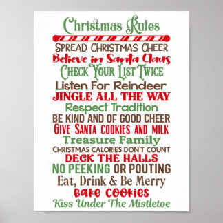 Affiche Christmas Rules Unique Christmas Home Decor