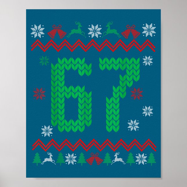 Affiche Christmas Santa 67 Six Seven Meme Ugly Sweater  (Devant)
