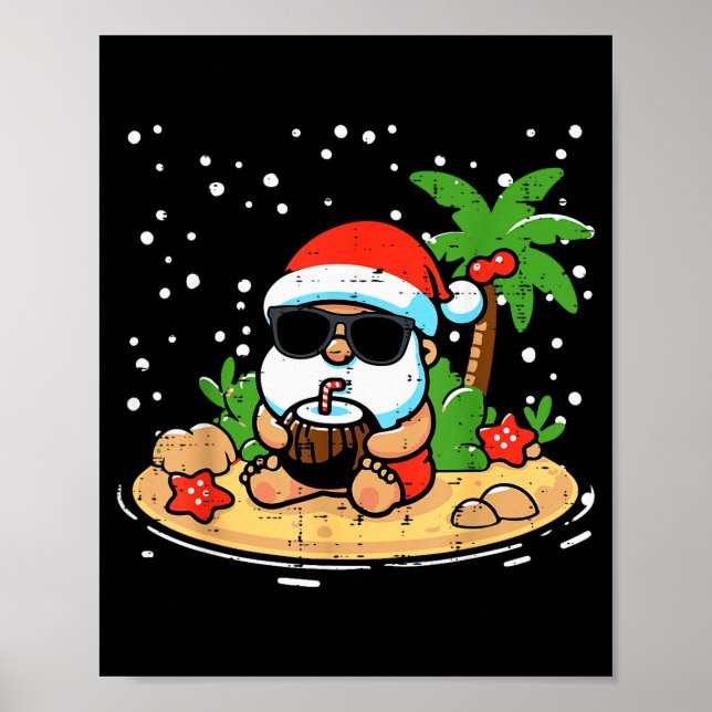 Affiche Christmas Santa Beach Xmas Trocal Hawaii Men Women (Devant)