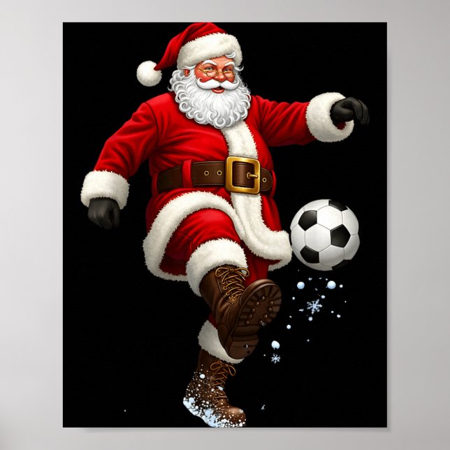 Affiche Christmas Santa Soccer Player Football Festive Mer (Devant)