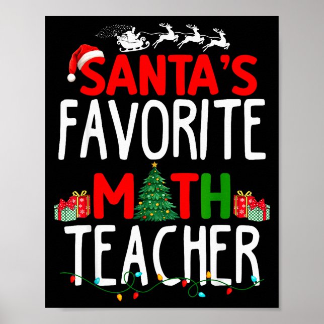Affiche Christmas Santa's Favorite Math Teacher Mathematic (Devant)