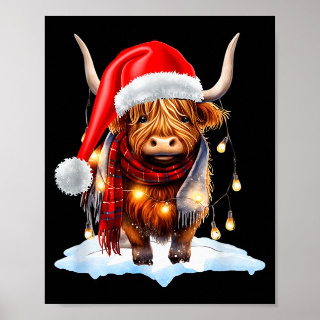 Affiche Christmas Scottish Highland Cow Wrapped In Christm (Devant)