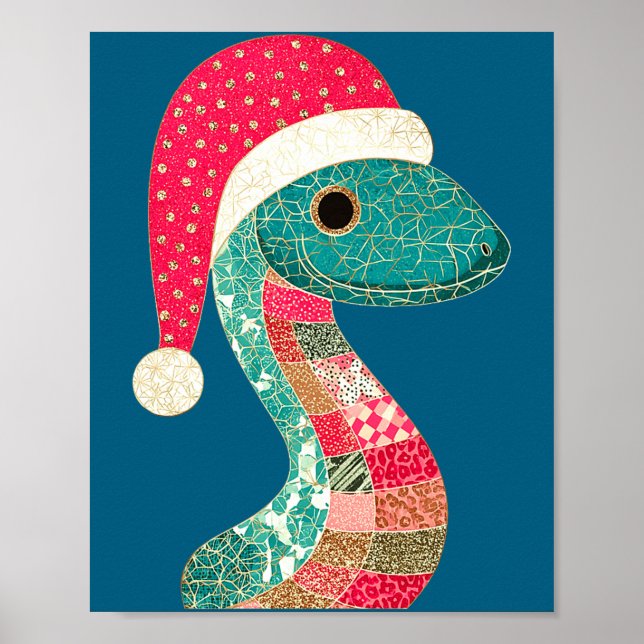 Affiche Christmas Snake Santa Hat Holiday Fun Premium Tri- (Devant)