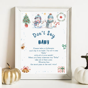 Affiche Christmas Snowma"Don't Say Baby" Baby shower Jeu