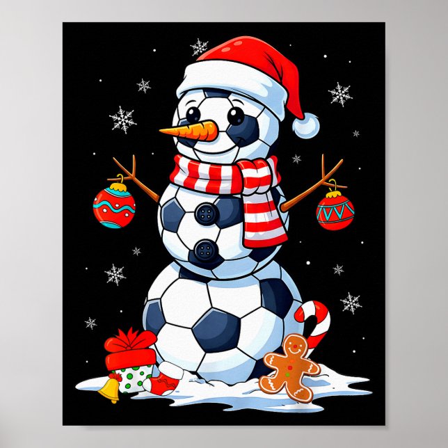 Affiche Christmas Soccer Funny Snowman Men Boys Kids  (Devant)
