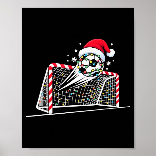 Affiche Christmas Soccer Goal Ball Lights Santa Xmas Kids  (Devant)