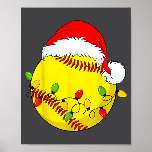 Affiche Christmas Softball Xmas Santa Srts Hat Mens Womens (Devant)