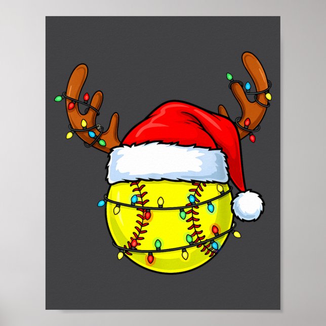 Affiche Christmas Softball Xmas Santa Srts Hat Mens Womens (Devant)