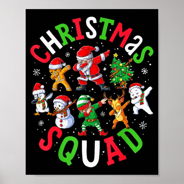 Affiche Christmas Squad Santa Dabbing Elf Family Matching  (Devant)